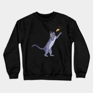 A cute cat playing with a mouse Crewneck Sweatshirt